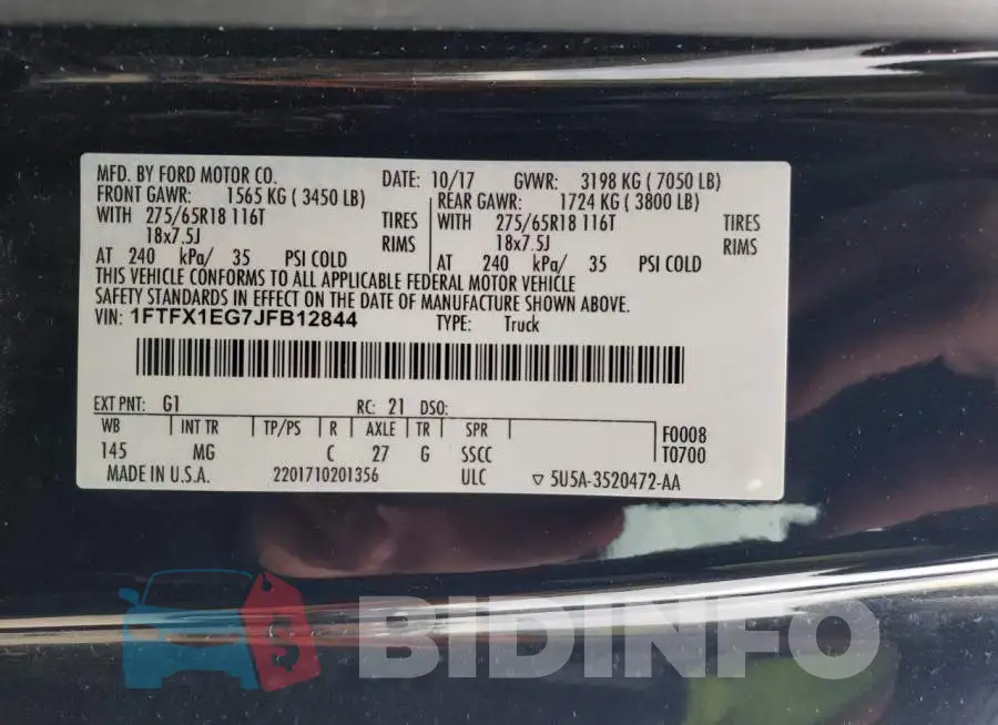 1FTFX1EG7JFB12844 Photo# 13
