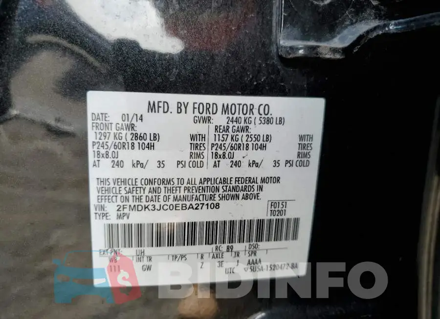 2FMDK3JC0EBA27108 Photo# 12