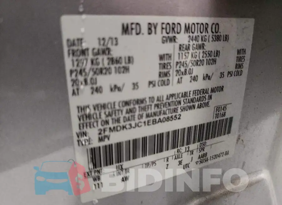 2FMDK3JC1EBA08552 Photo# 12