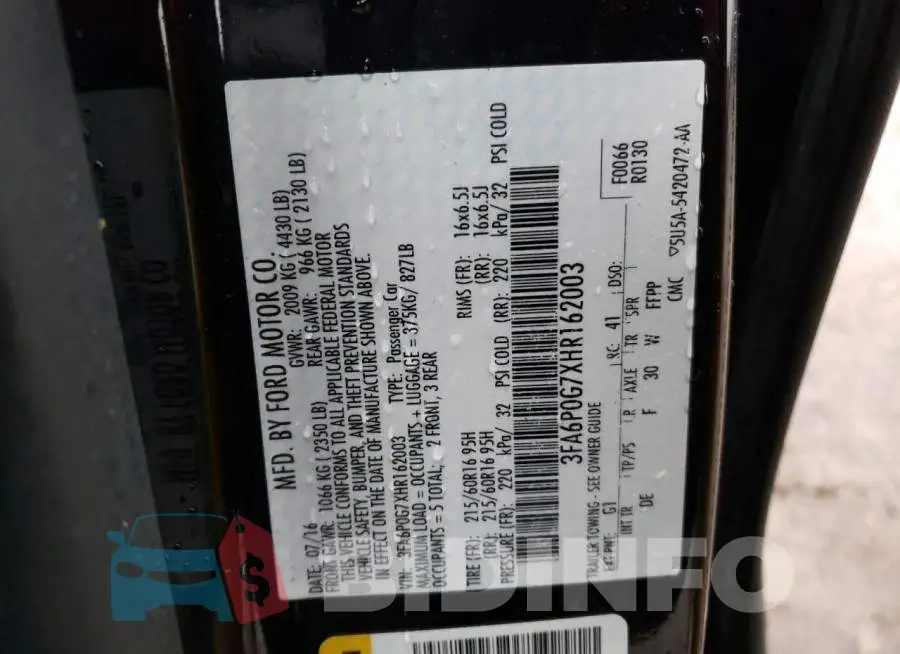 3FA6P0G7XHR162003 Photo# 12