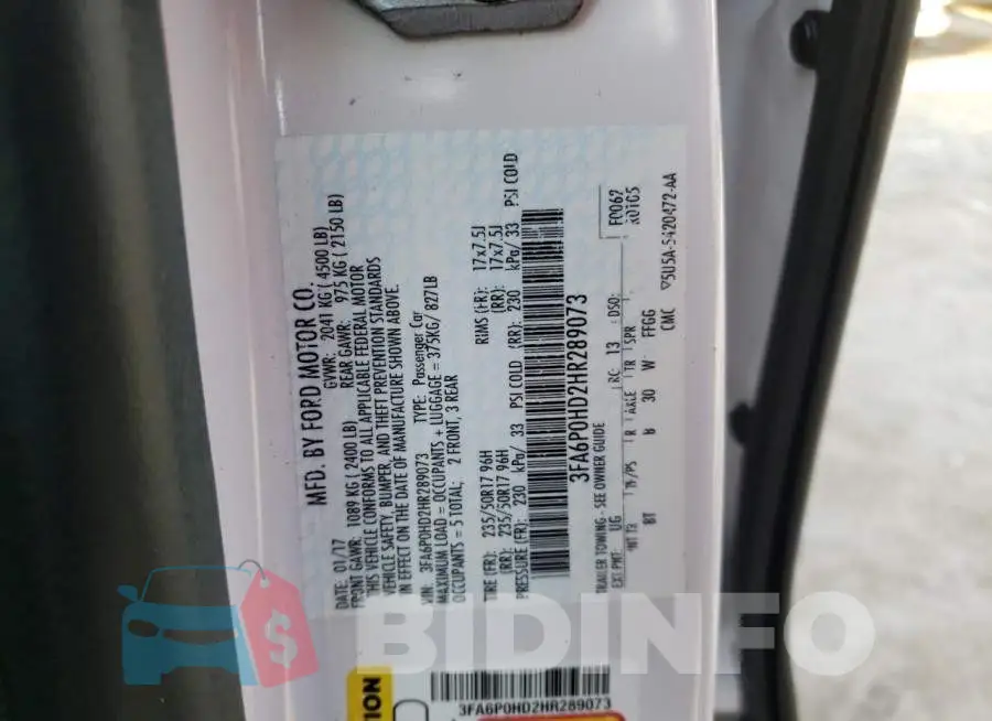 3FA6P0HD2HR289073 Photo# 12