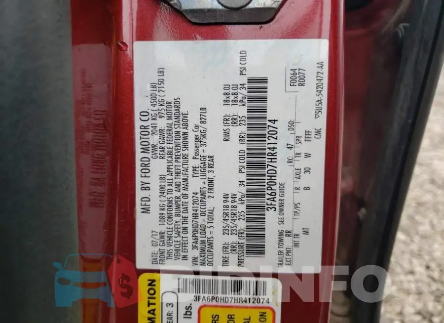 3FA6P0HD7HR412074 Photo# 13