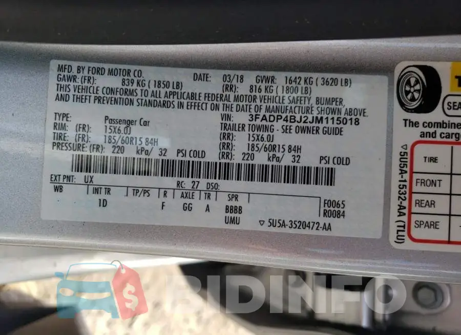 3FADP4BJ2JM115018 Photo# 12