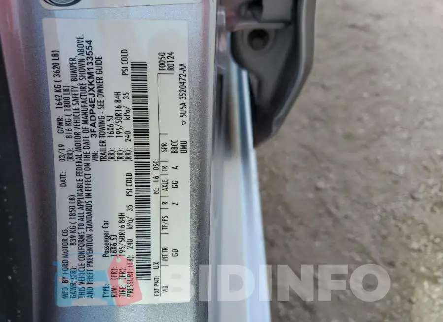 3FADP4EJXKM133554 Photo# 12