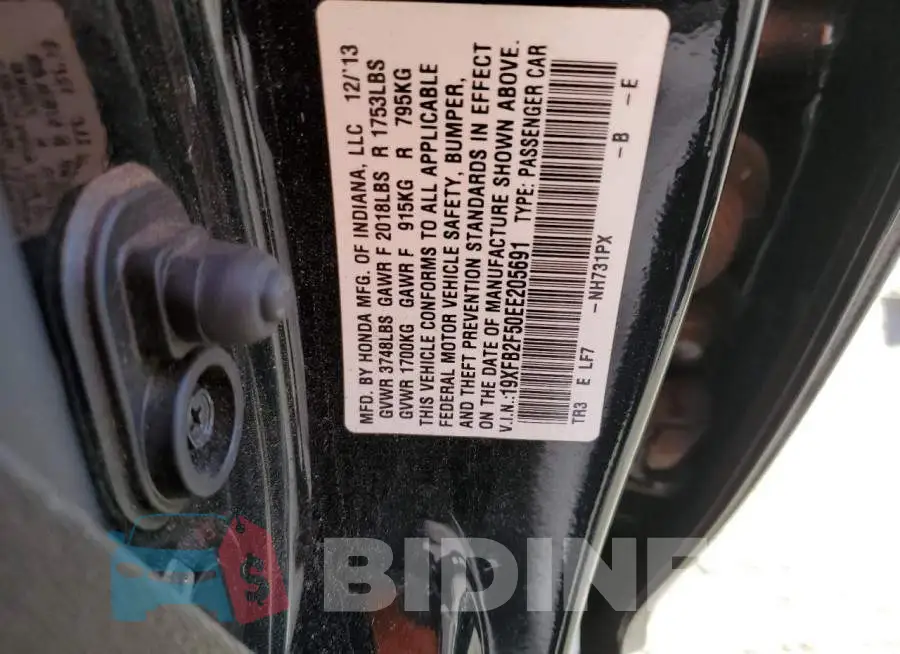 19XFB2F50EE205691 Photo# 12