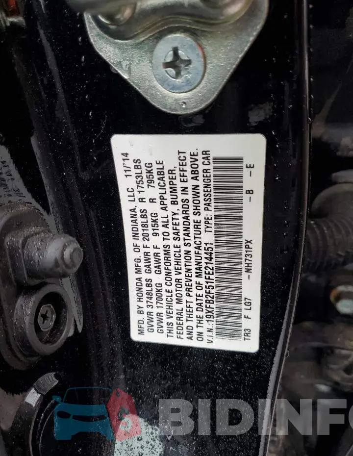 19XFB2F51FE214451 Photo# 12