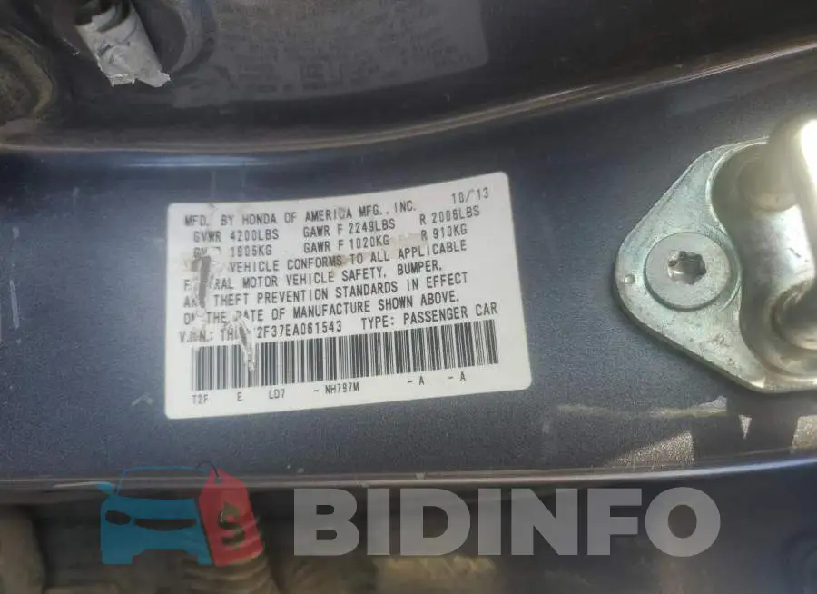 1HGCR2F37EA061543 Photo# 12