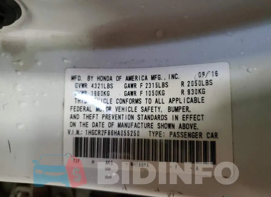 1HGCR2F86HA055250 Photo# 12