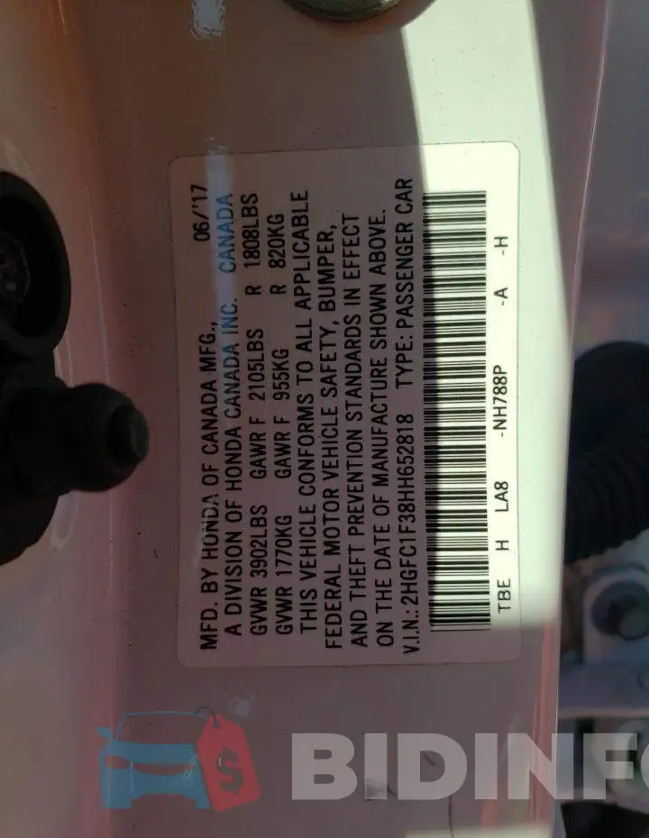 2HGFC1F38HH652818 Photo# 12