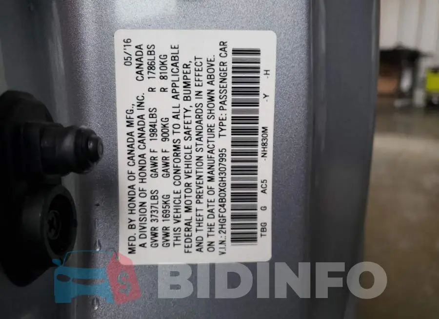 2HGFC4B0XGH307995 Photo# 12