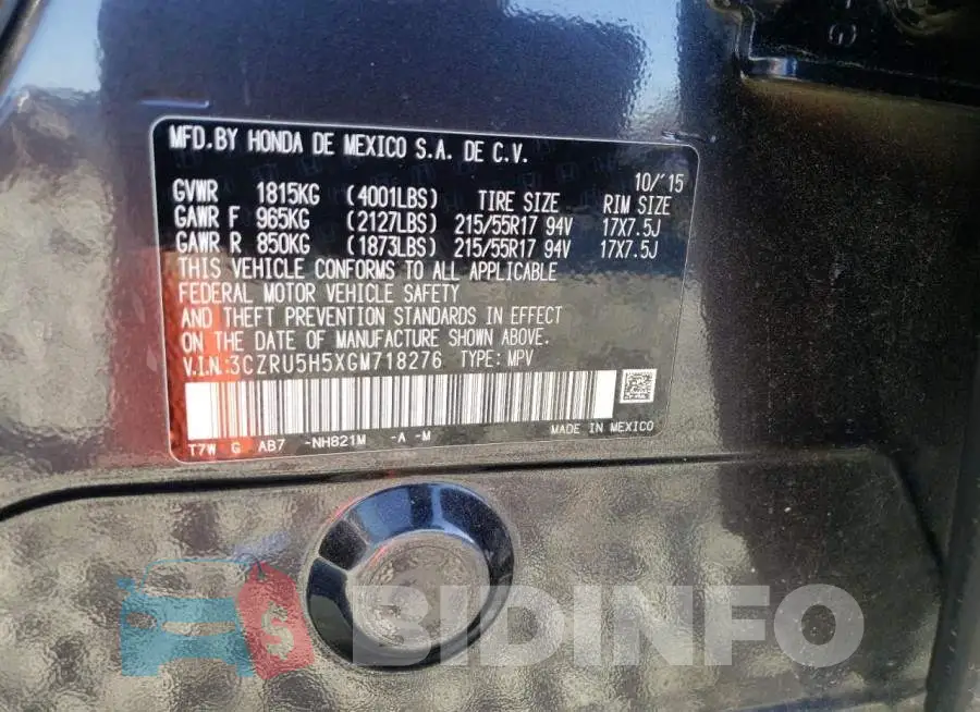 3CZRU5H5XGM718276 Photo# 13