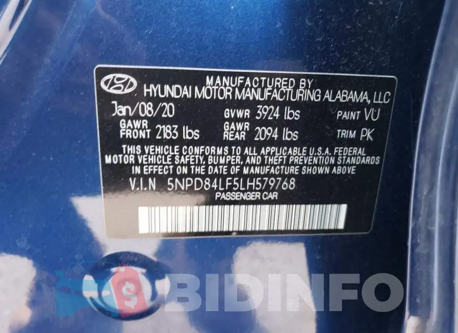 5NPD84LF5LH579768 Photo# 12