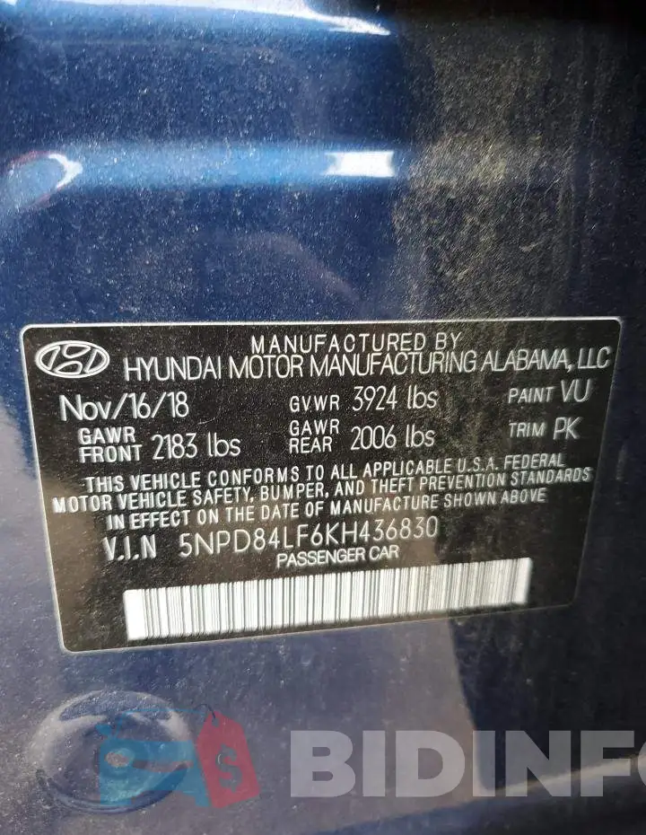 5NPD84LF6KH436830 Photo# 12