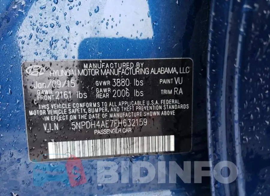 5NPDH4AE7FH632159 Photo# 12