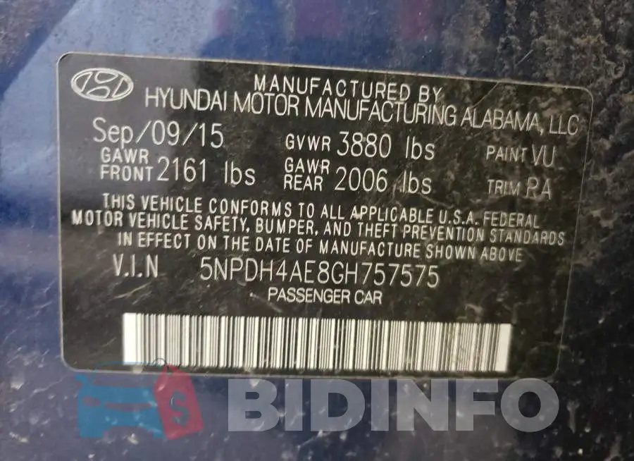 5NPDH4AE8GH757575 Photo# 10
