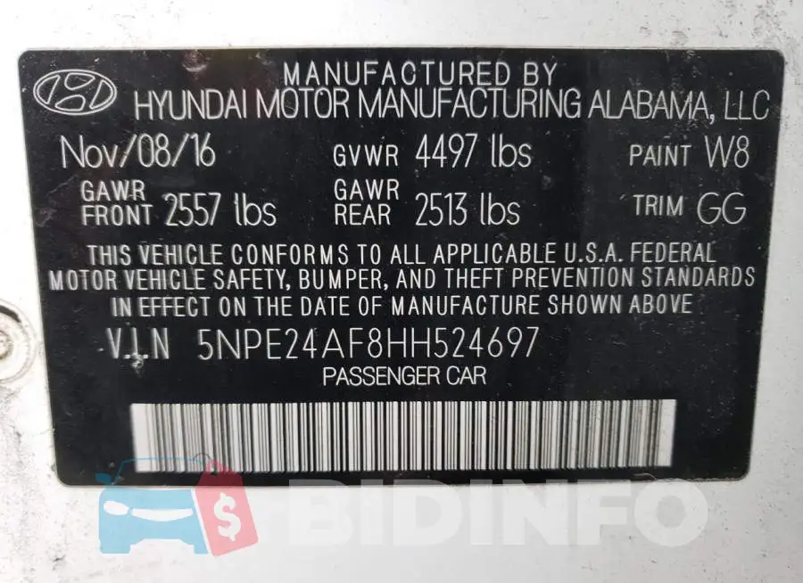 5NPE24AF8HH524697 Photo# 12