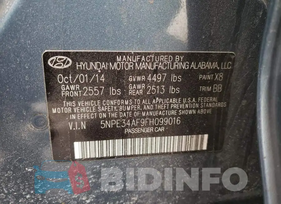 5NPE34AF9FH099016 Photo# 12