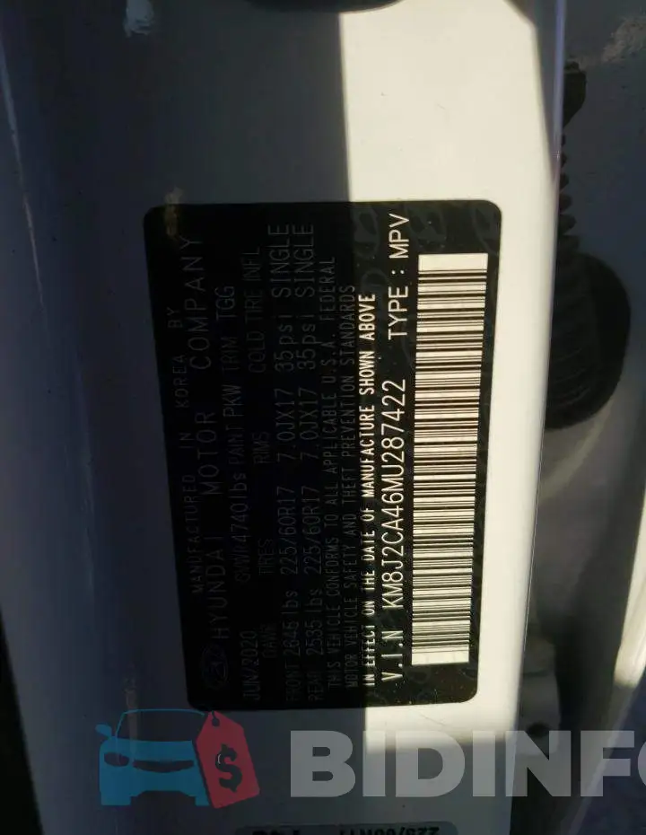 KM8J2CA46MU287422 Photo# 10