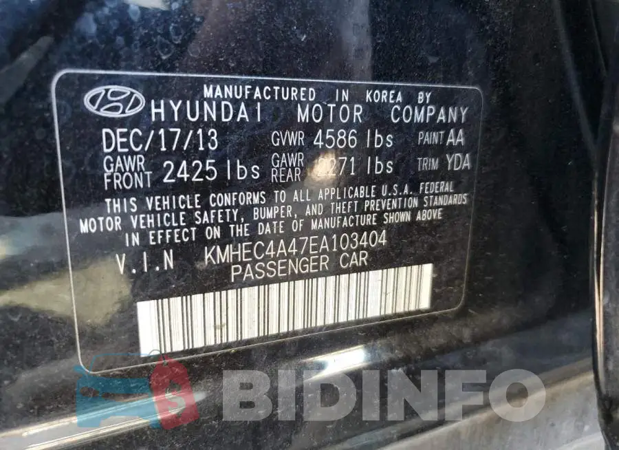 KMHEC4A47EA103404 Photo# 12