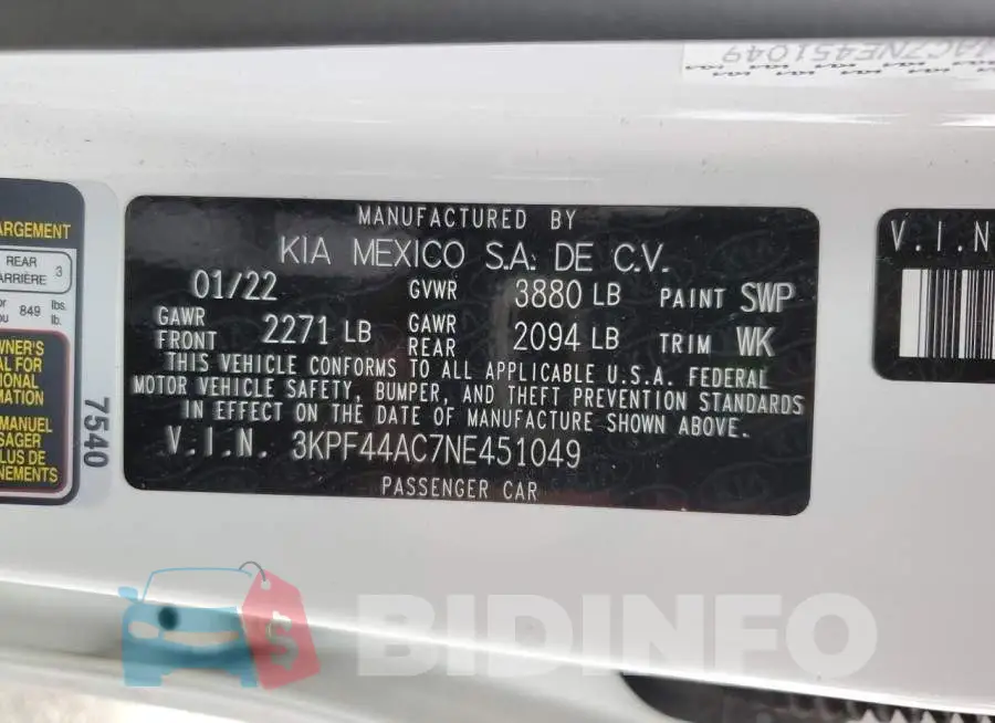 3KPF44AC7NE451049 Photo# 12
