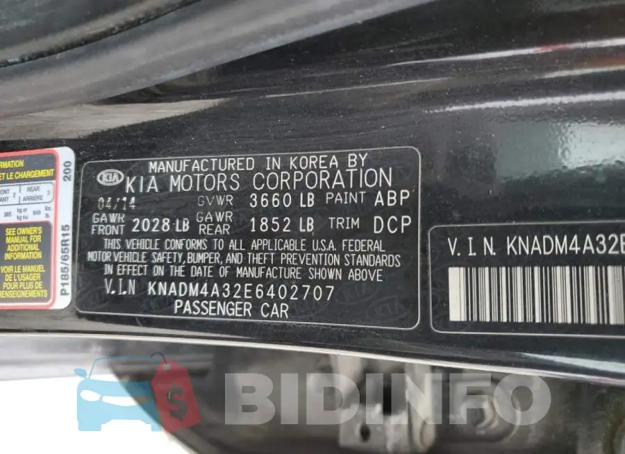 KNADM4A32E6402707 Photo# 12