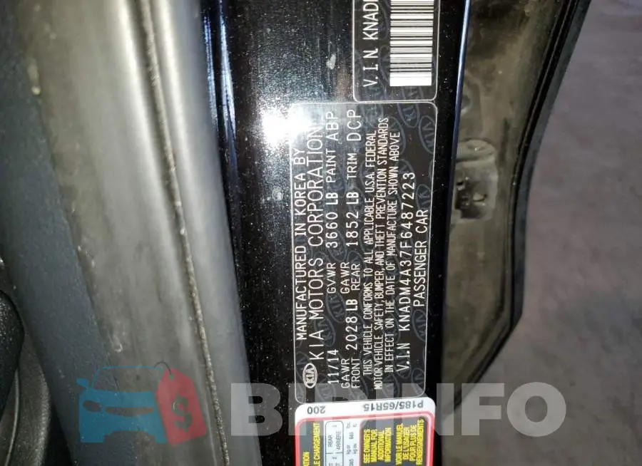 KNADM4A37F6487223 Photo# 12