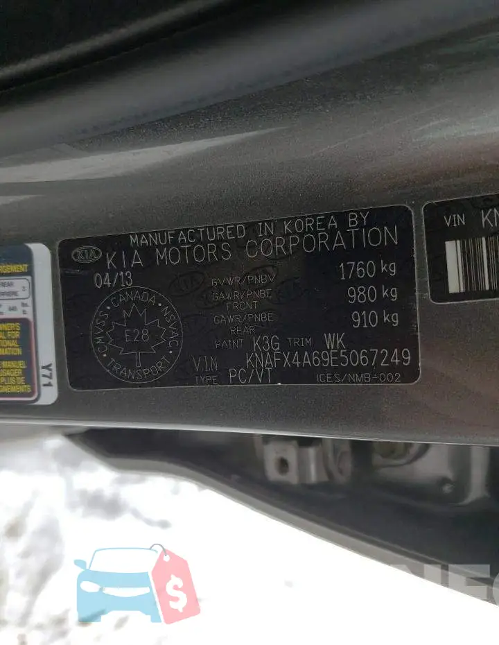 KNAFX4A69E5067249 Photo# 13