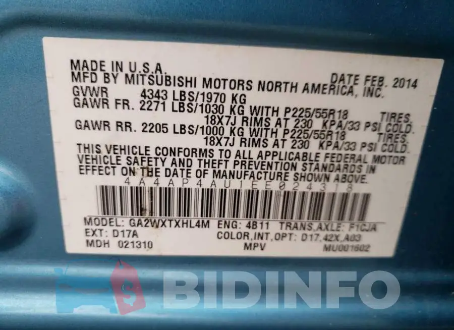 4A4AP4AU1EE024318 Photo# 13