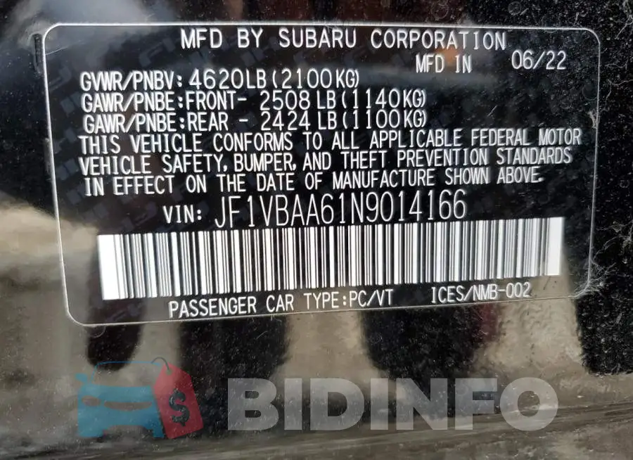 JF1VBAA61N9014166 Photo# 12