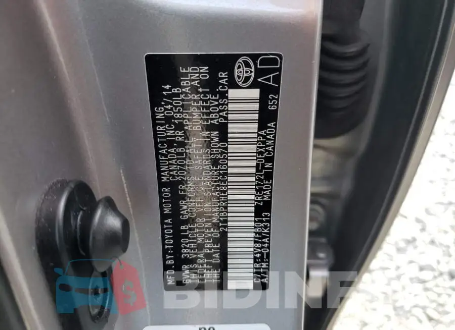 2T1BPRHE8EC160570 Photo# 12