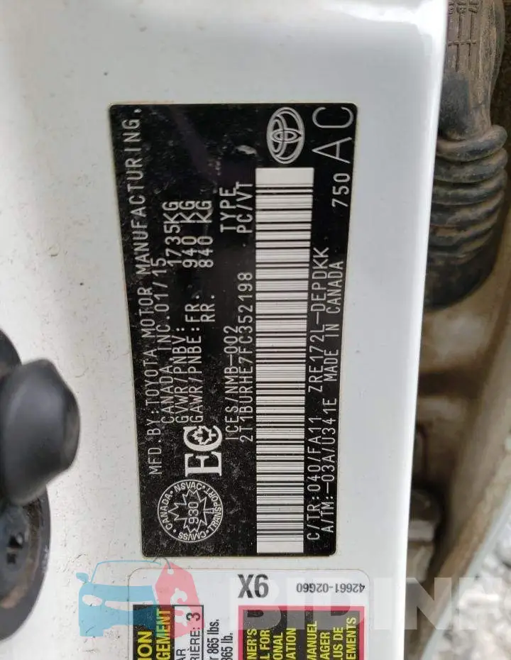 2T1BURHE7FC352198 Photo# 12