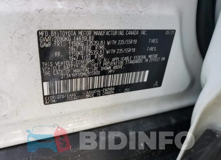 2T3A1RFV0MW205800 Photo# 13