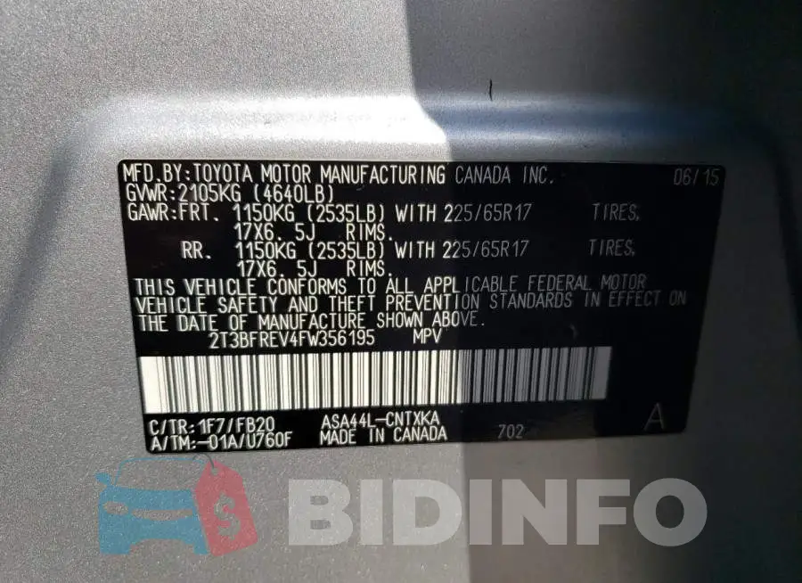 2T3BFREV4FW356195 Photo# 10