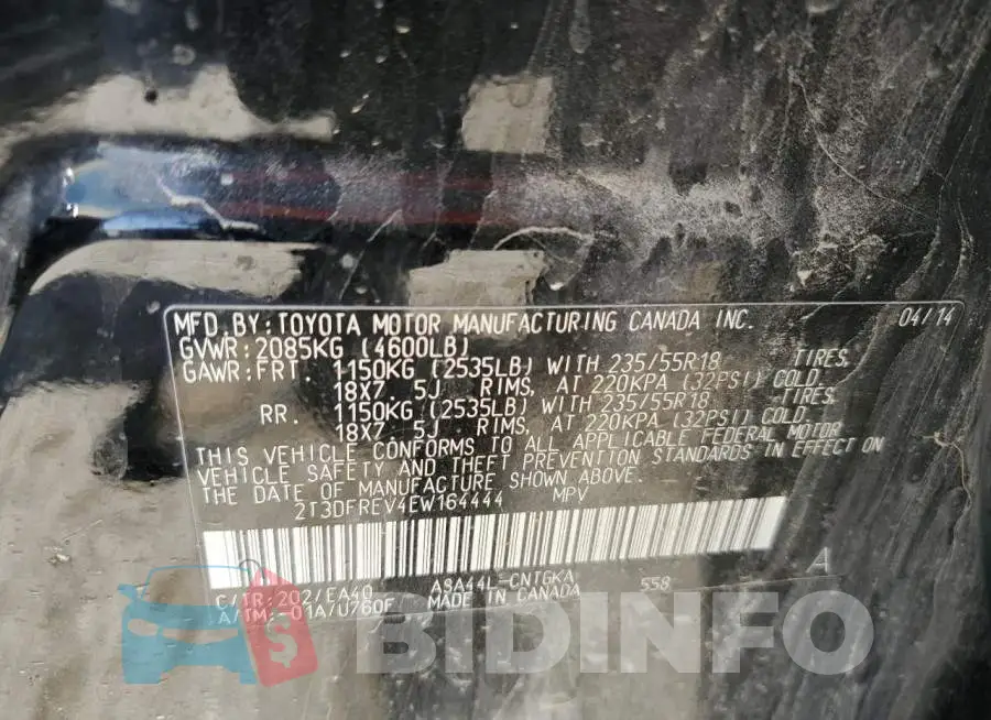 2T3DFREV4EW164444 Photo# 13