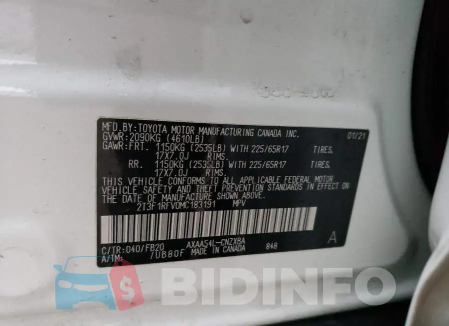 2T3F1RFV0MC183191 Photo# 13