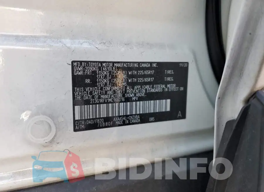 2T3G1RFV1MC166016 Photo# 12