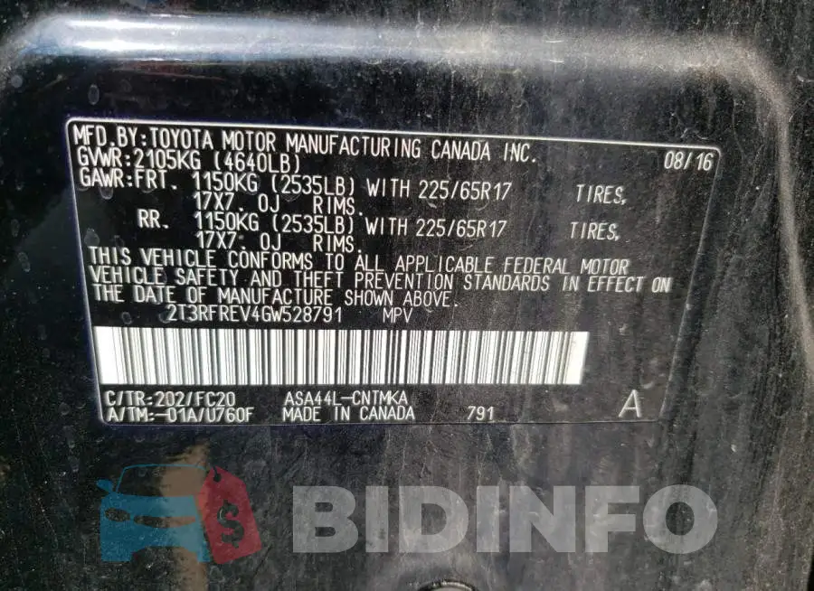 2T3RFREV4GW528791 Photo# 10