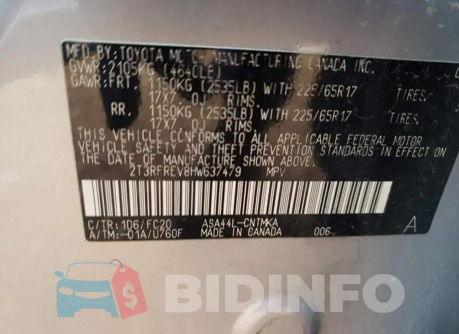 2T3RFREV8HW637479 Photo# 13