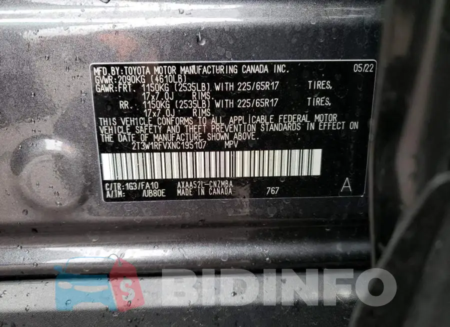 2T3W1RFVXNC195107 Photo# 14