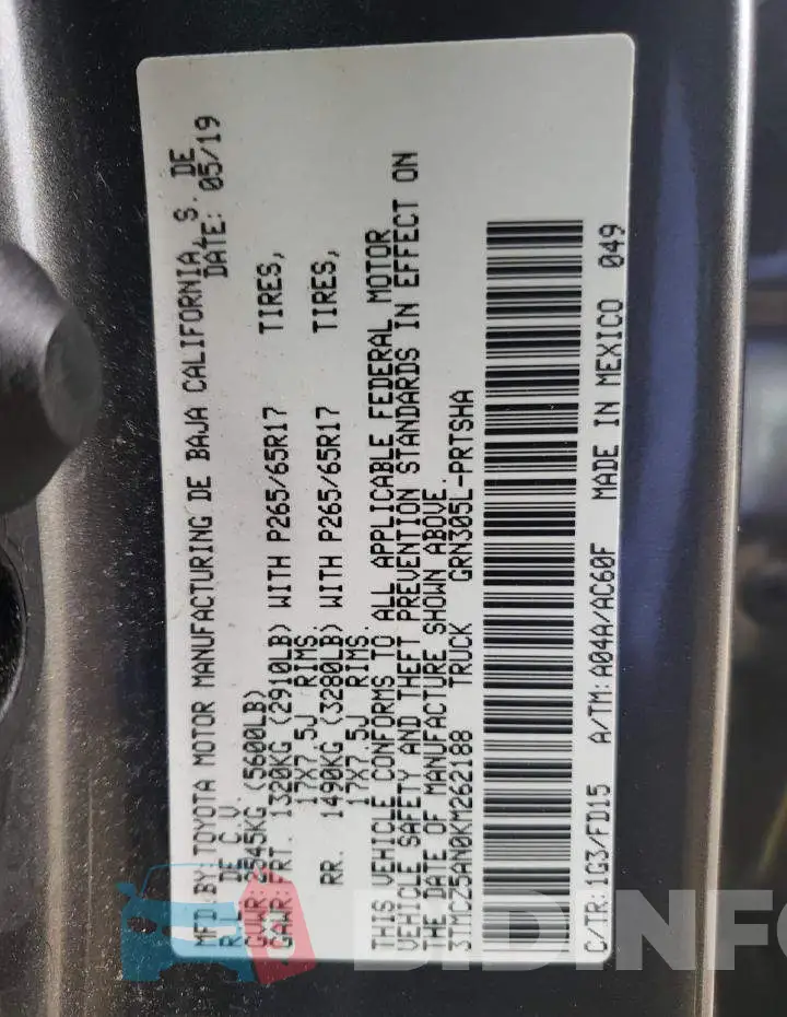 3TMCZ5AN0KM262188 Photo# 13