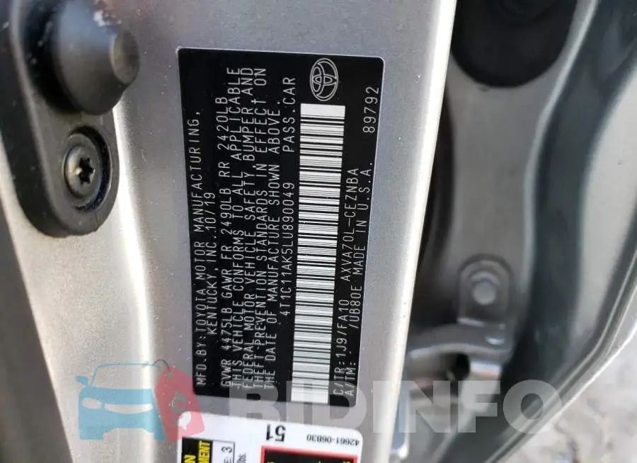 4T1C11AK5LU890049 Photo# 12