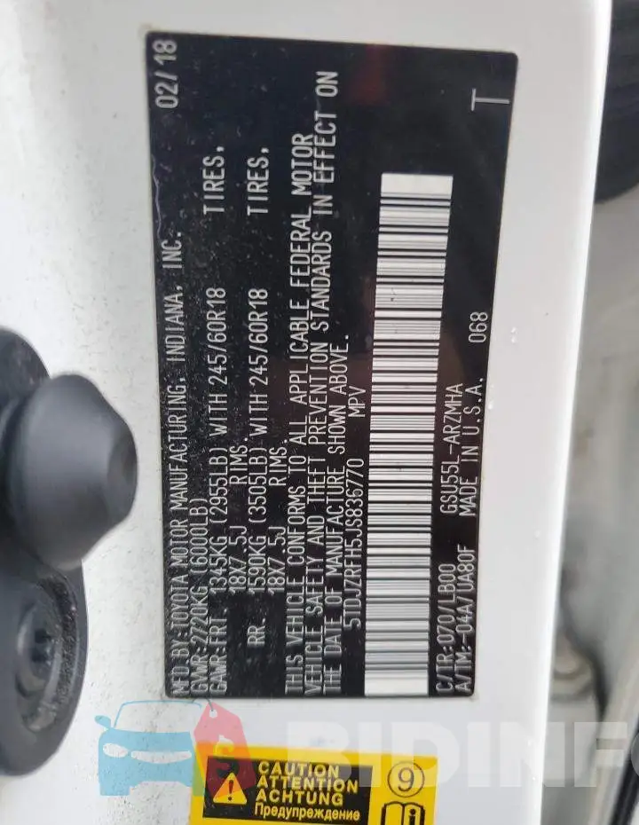 5TDJZRFH5JS836770 Photo# 13