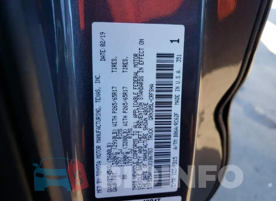 5TFSZ5AN9KX186783 Photo# 12