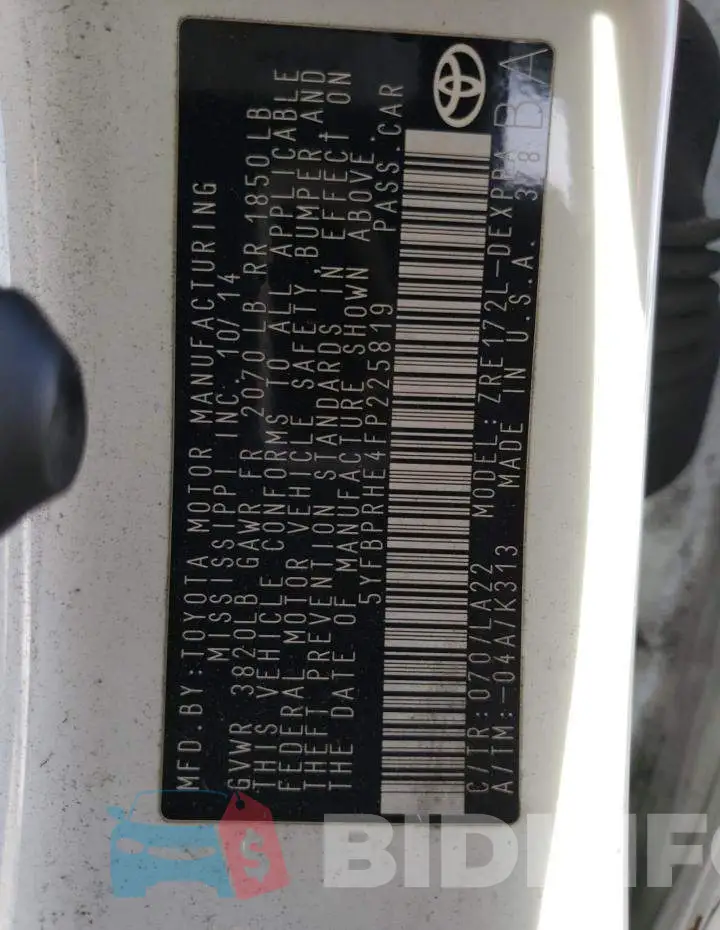 5YFBPRHE4FP225819 Photo# 12