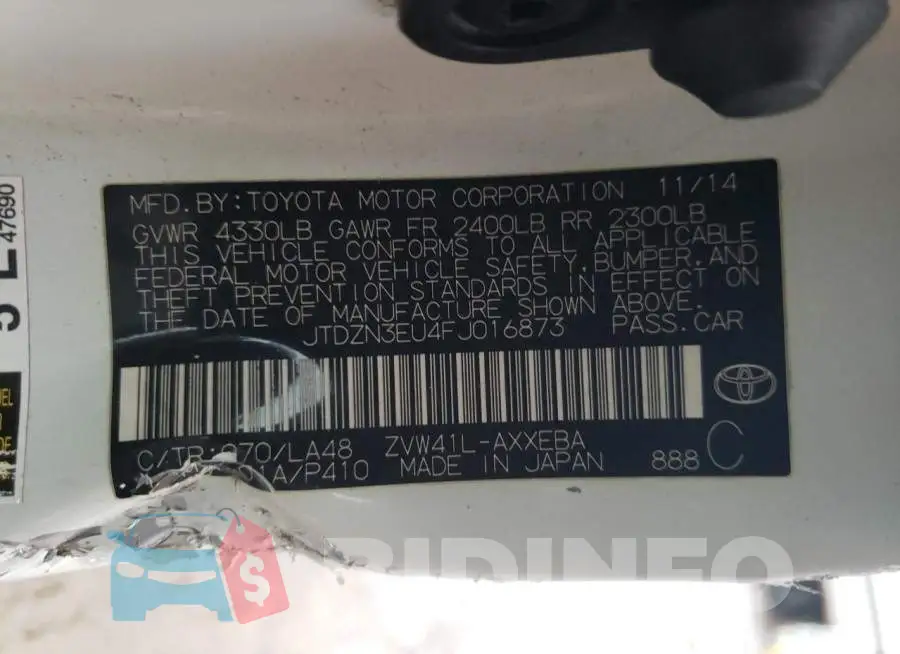JTDZN3EU4FJ016873 Photo# 13