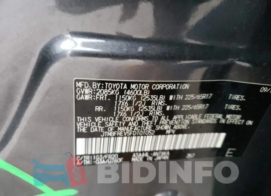JTMBFREV5FD101052 Photo# 14