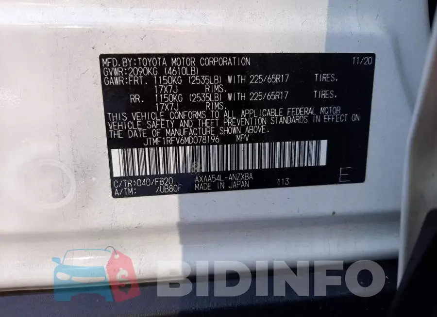 JTMF1RFV6MD078196 Photo# 10