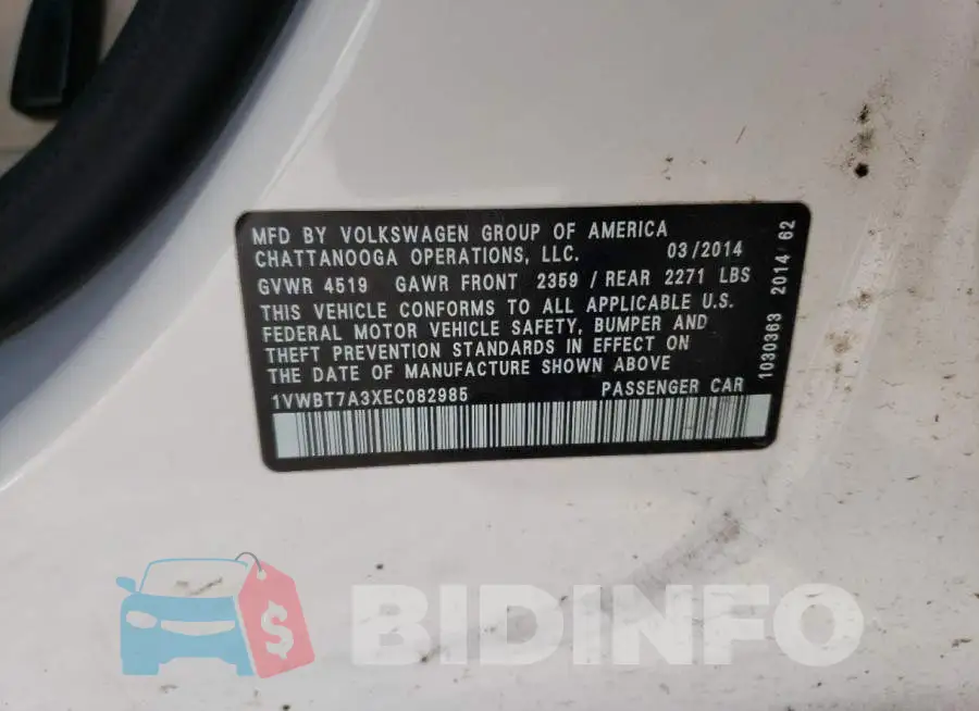 1VWBT7A3XEC082985 Photo# 12