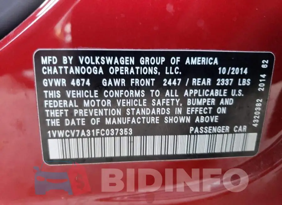 1VWCV7A31FC037353 Photo# 13
