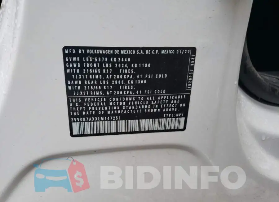 3VV0B7AXXLM147251 Photo# 14